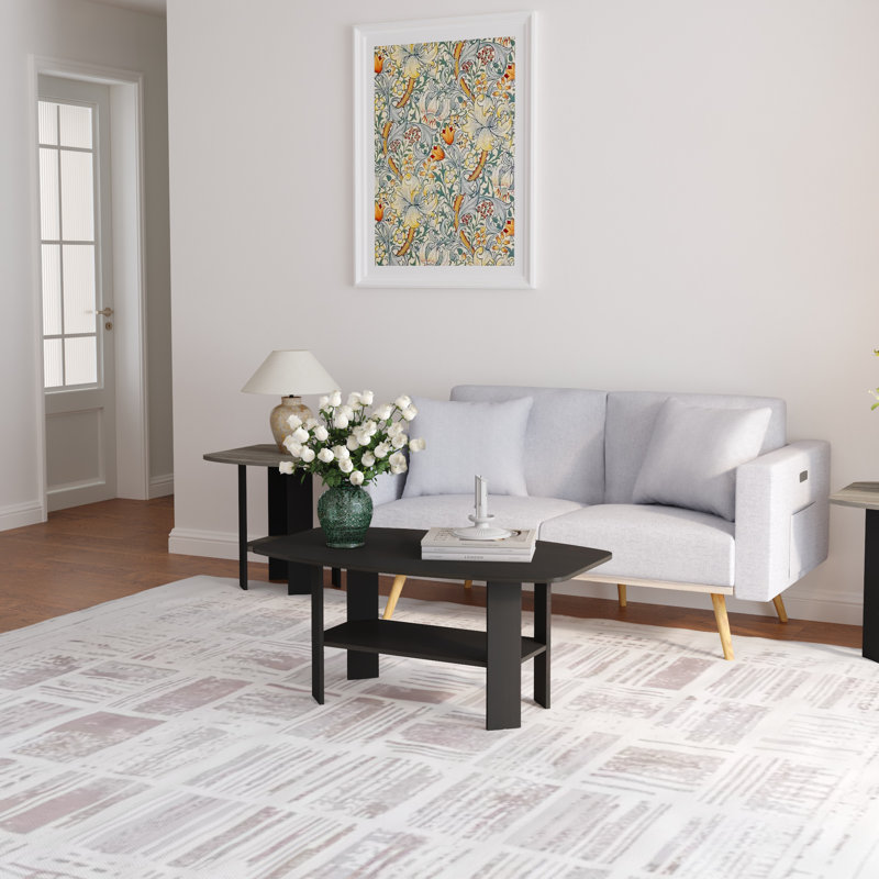 Modern Wood Storage Tea Table Coffee Table with Shelf for Small Space Living Room, Espresso