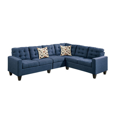 4 Piece Polyfiber Modular Sectional Sofa In Navy