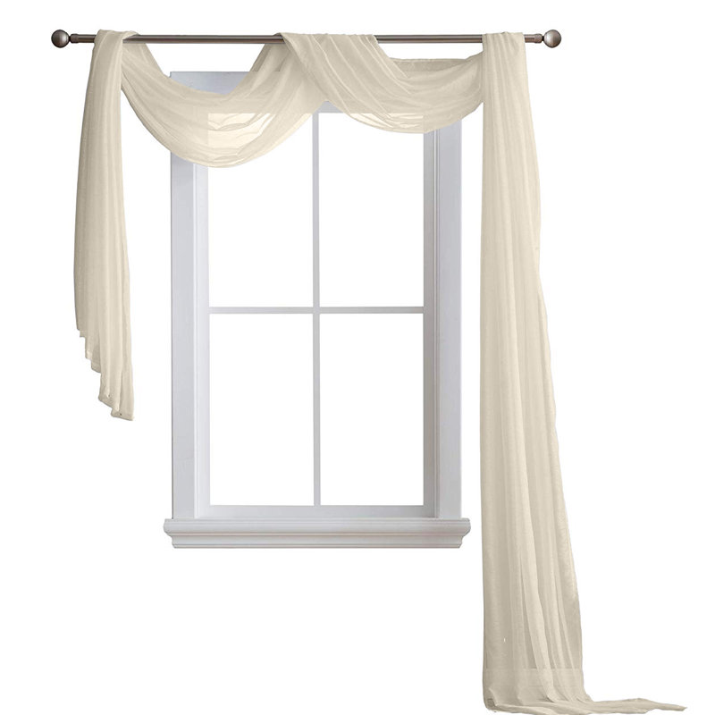 Écharpe de fenêtre semi-diaphane Karina, Beige, L 54 po x L 144 po