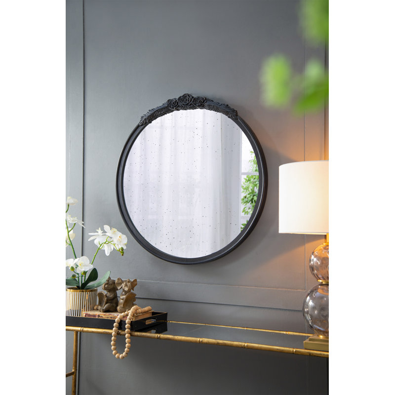 Cadre de miroir antique 30 po x 30 po, Noir