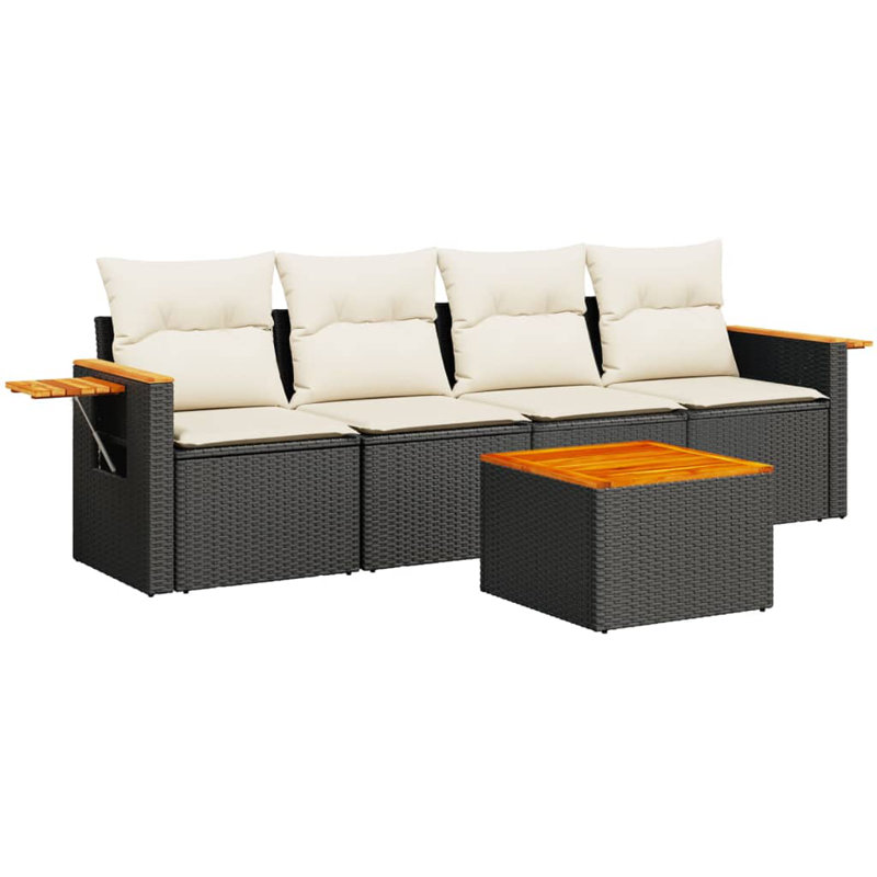 Ensemble de canapé de jardin Vidaxl noir, blanc crème