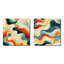 Nostalgic Mod Waves - Ensemble de 2 collages abstraits carrés-101844187-101844189