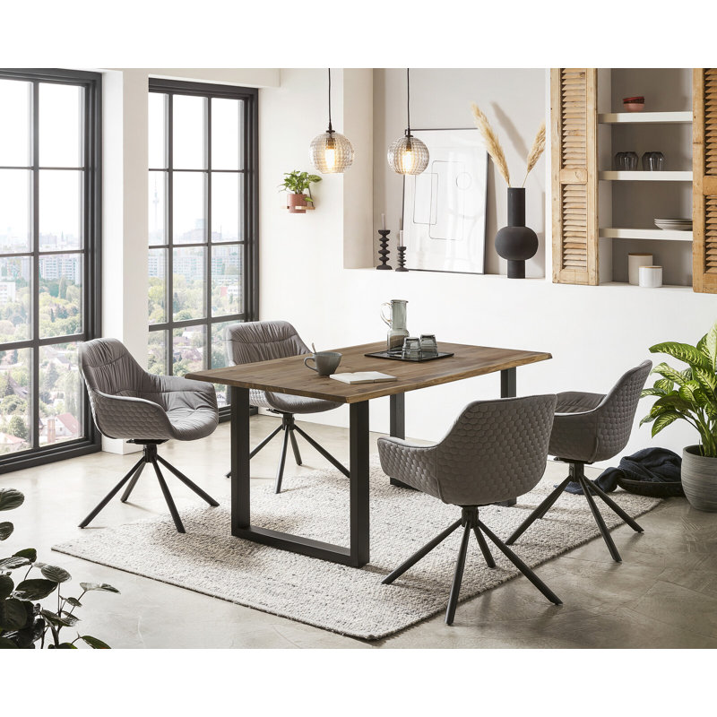 Cleobury Acacia Metal Base Dining Table, 75cm H x 120cm L x 80cm w