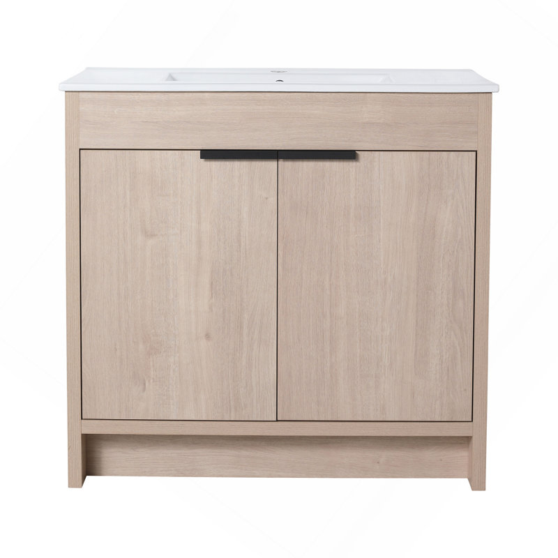 Meuble-lavabo autoportant 36 po et 2 portes d'armoire à fermeture en douceur ((KD-PACKING), seulement avec cabine