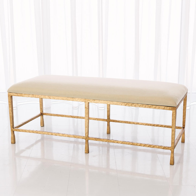 Banc quadruple avec coussin en mousseline, Feuille d'or