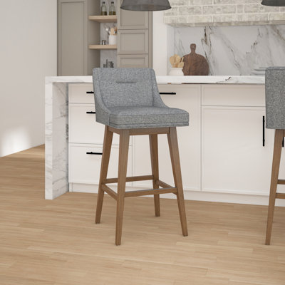 Tabouret pivotant à hauteur réglable en bois et rembourré Dorreen