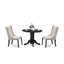 Ensemble de coin-repas 3 pièces pour petits espaces comprenant une table de cuisine ronde avec piédestal et 2 chaises de salle à manger Parson en tissu crème, noir-139396556-139396563-139396557