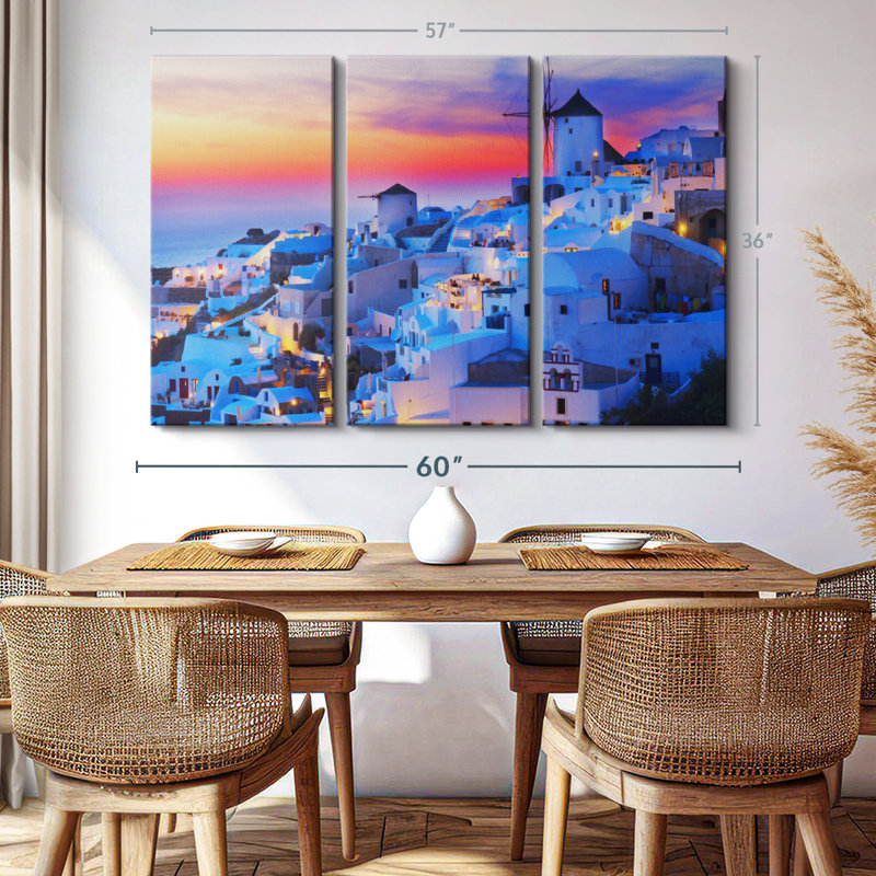 Architecture " Santorini Lights " 3 - Pieces, 36" H x 57" W x 1.25" D