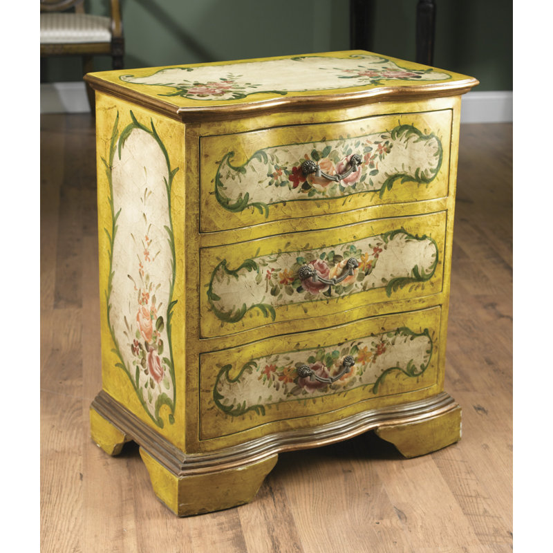 Commode décorative 3 tiroirs à miroir Ammerman, Jaune