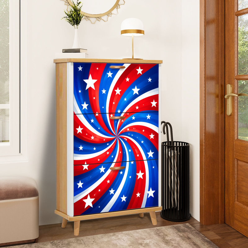 Rangement à chaussures avec 3 tiroirs rabattables pour étagère à chaussures patriotique rouge blanc bleu