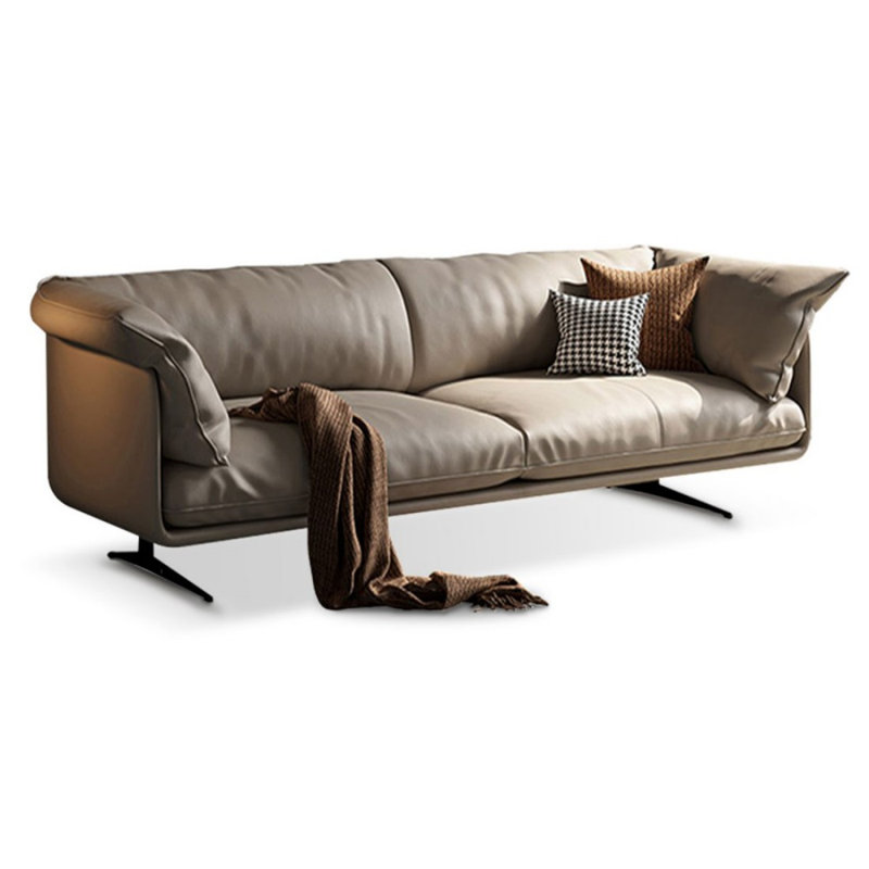 Coussin de canapé standard en cuir véritable kaki, H 33,46 po x l 70,08 po x P 38,98 po