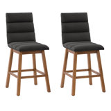 Channel Tufted Fabric Barstool, Set of 2