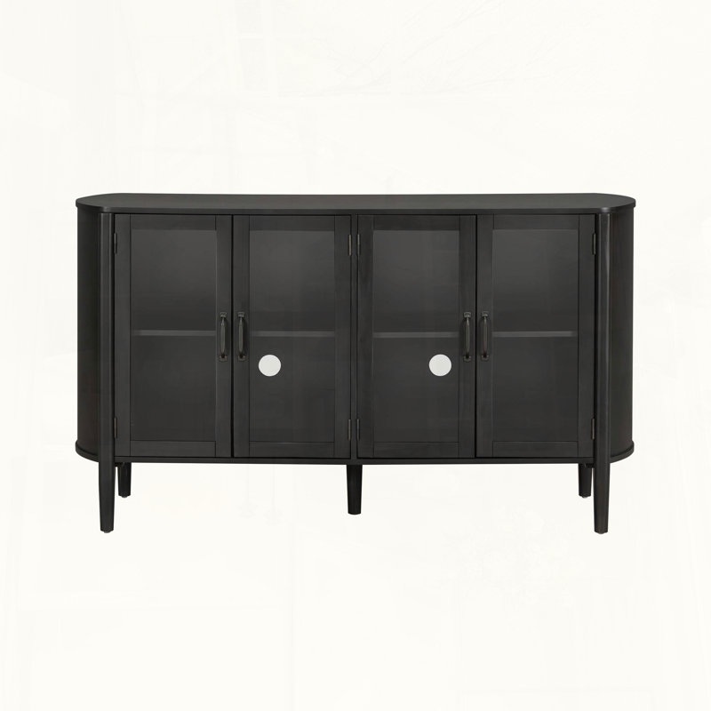 Armoire de rangement 4 portes Black 58, 33.3" H x 58" W x 17.8" D, Black