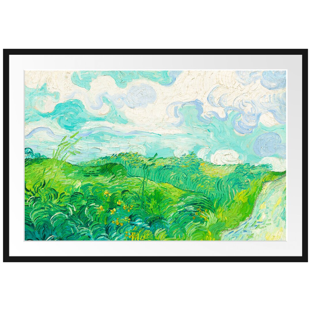 Gerahmter Kunstdruck Field with Green Wheat von Vincent Van Gogh