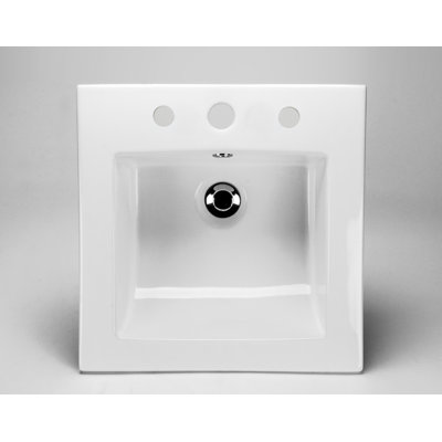 Lavabo de salle de bain à double fixation carré en céramique avec trop-plein