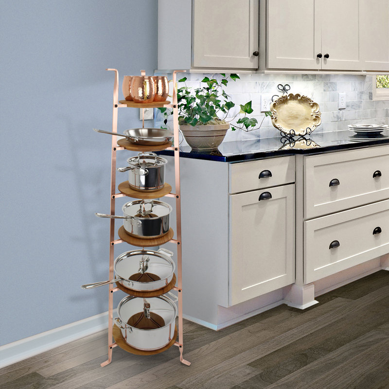 Handcrafted 6 Tier Gourmet Cookware Freestanding Pot Rack