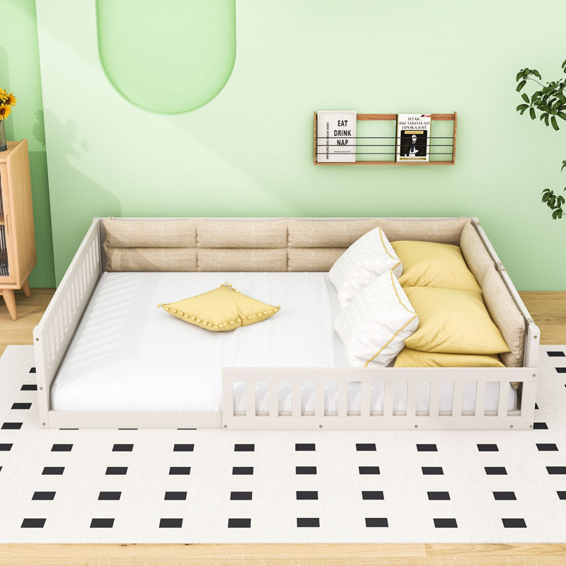 Lit plateforme tapissier Shelline, Beige