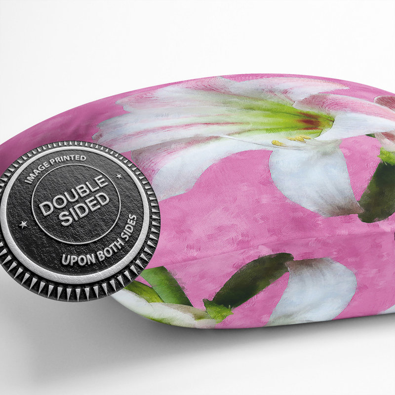 Amaryllis Flower Painting Cushion with Filling, 55cm H x 55cm W x 20cm D