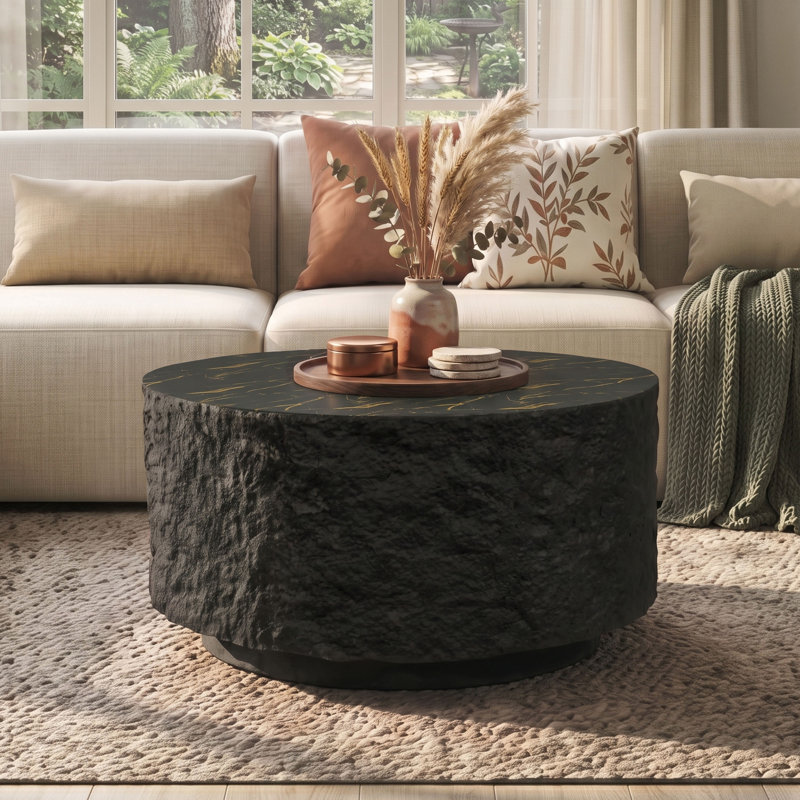 Ridge Concrete Top Coffee Table, Marbre gris anthracite