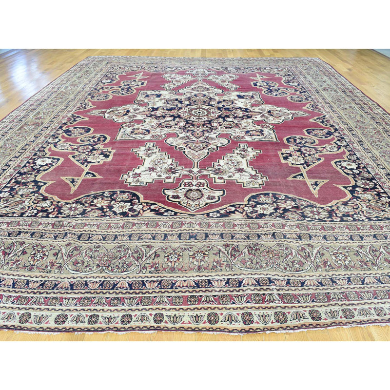 Tapis en laine rose/beige 11 pi 9 po x 15 pi 7 po one-of-kind-noué la main Houchins