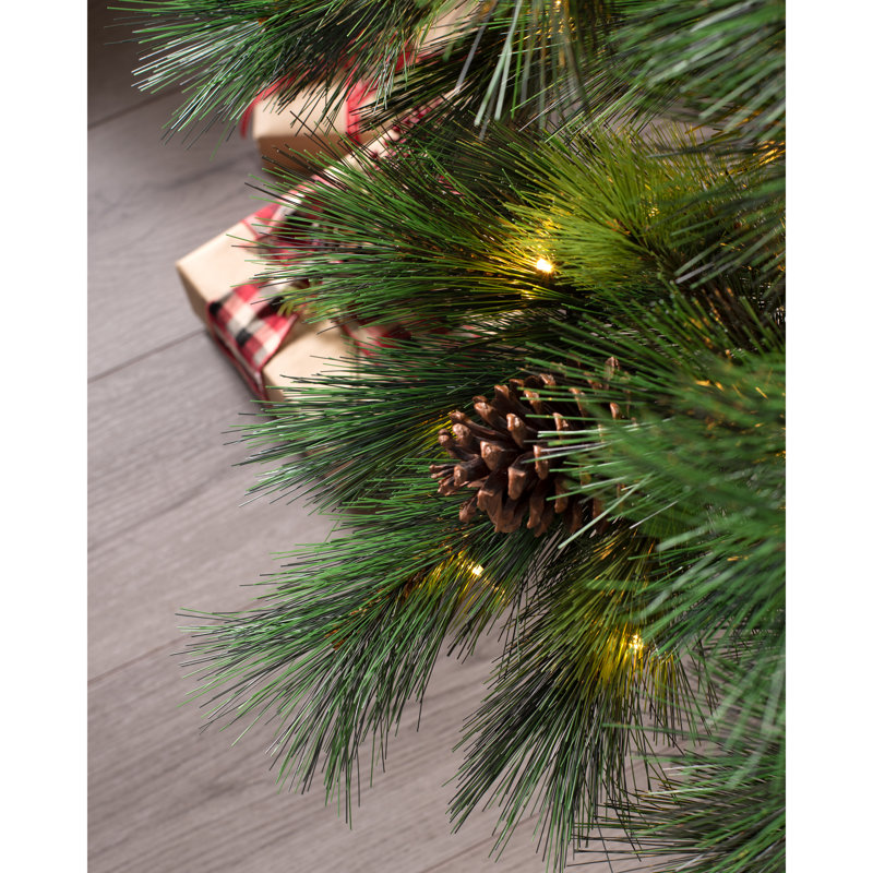 Lighted Artificial Pine Christmas Tree, 7.5ft H x 4.83ft W x 4.83ft D