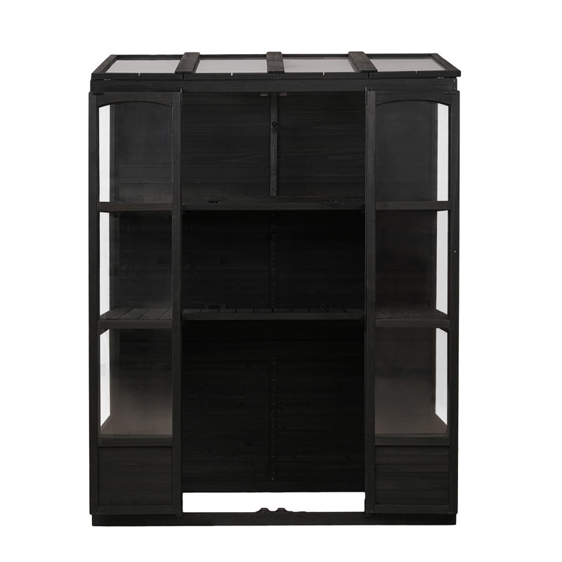 Structure froide en bois 78 pouces avec 4 lanterneaux indépendants et 2 tablettes centrales pliantes pour terrasse TopMAX