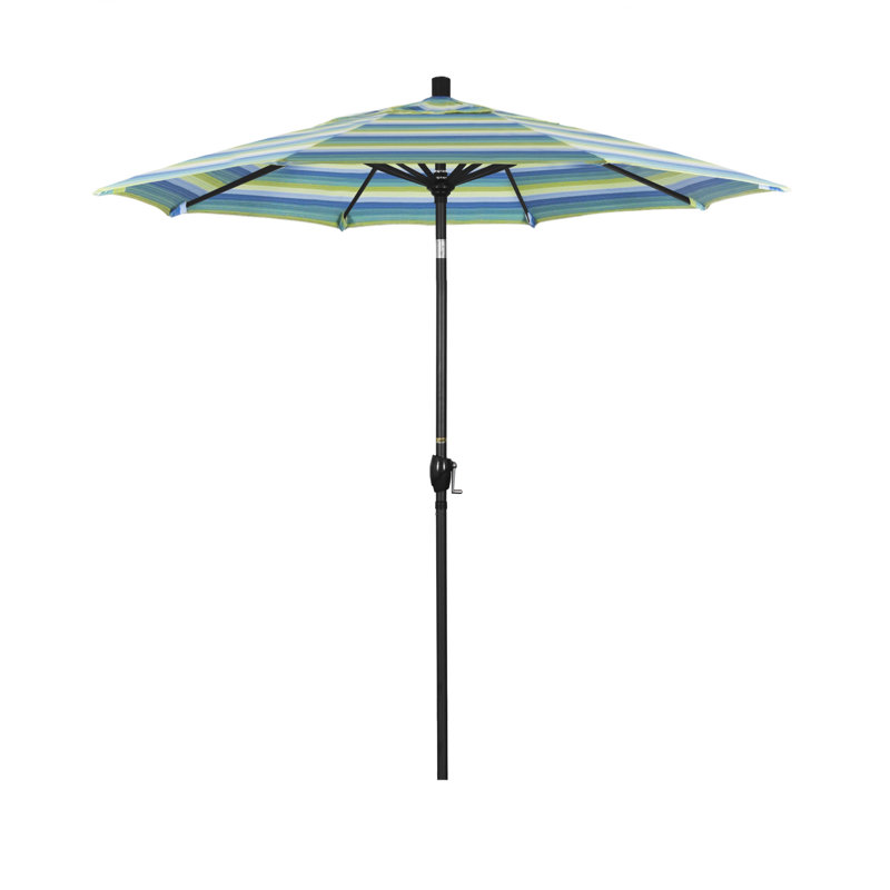 Parasol de marché 7,5', Sunbrella® bord de mer Séville rayé, Sunbrella®, Noir