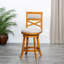 Tabouret pivotant à dossier en X de 30 po de hauteur bar, finition naturelle, siège en tissu beige