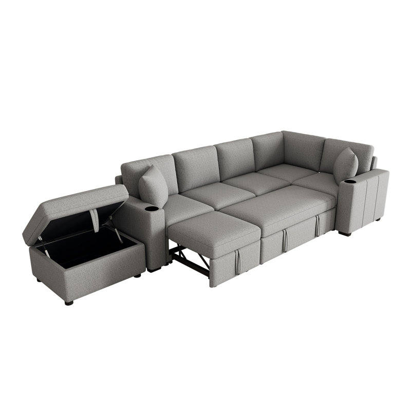 Canapé-lit modulaire convertible en L 84,7 po, Gris chenille