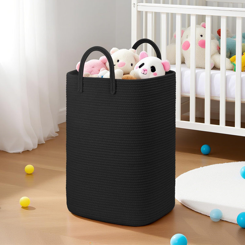 Woven Cotton Rope Laundry Hamper Basket With Handles, 40L Multi-Purpose Storage Organizer For Home, Bathroom, Nursery And Living Room