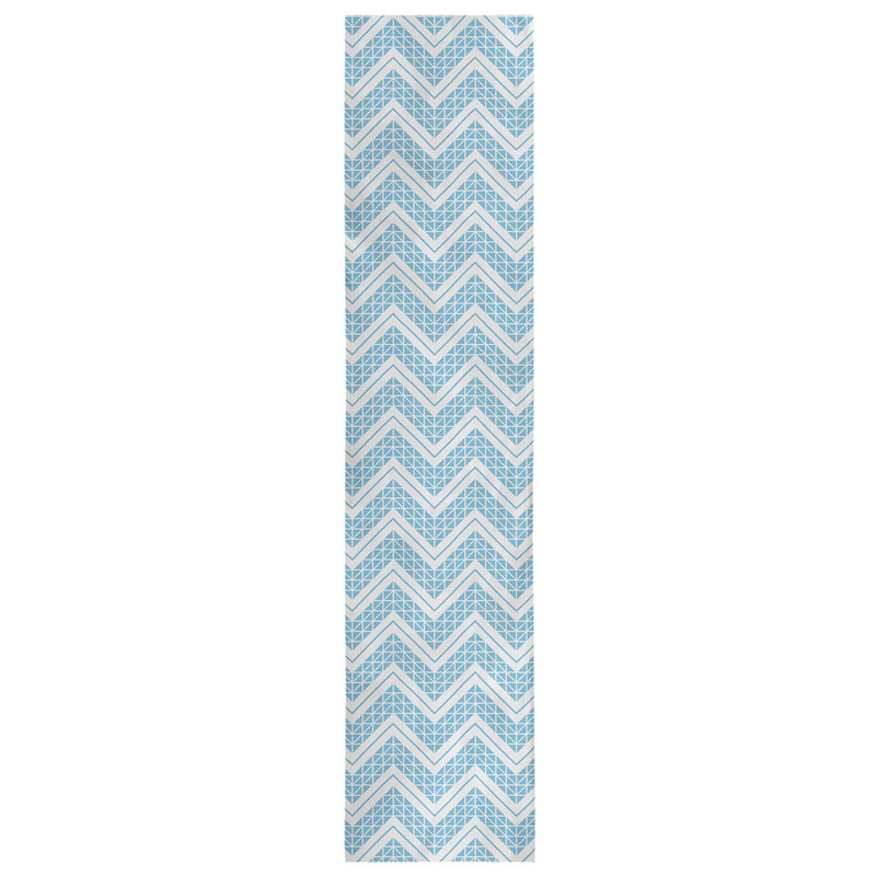 Chemin de table à chevrons à la main classic Stephenie, 16 po x 90 po, Bleu sarcelle turquoise