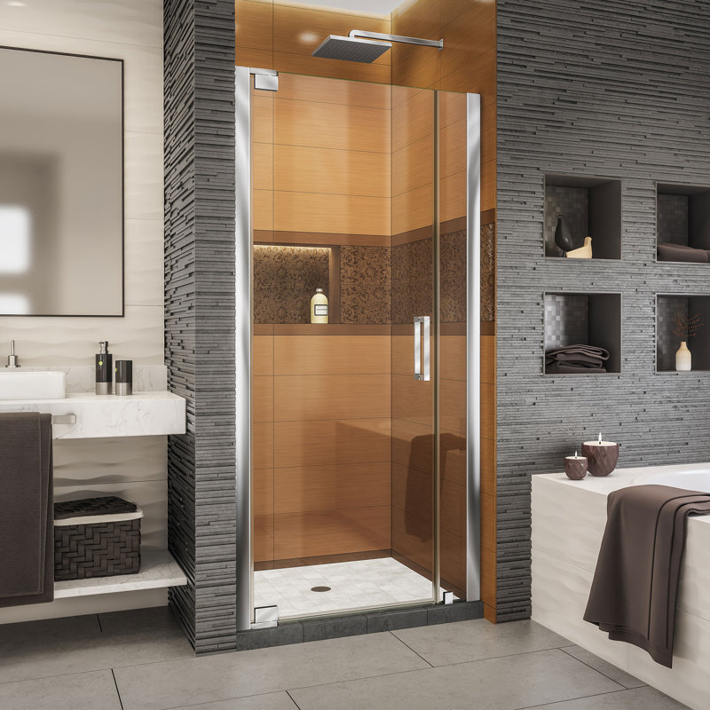 DreamLine Elegance-LS 39 3/4 - 41 3/4 inch W x 72 inch H Frameless Pivot Shower Door in Chrome, Chrome, 41.75"