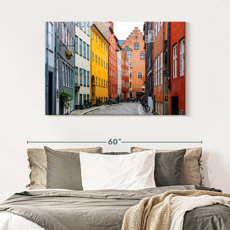 Rue à Copenhague, H 32 po x l 48 po, Toile tendue