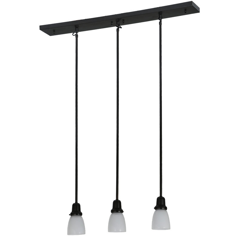 Luminaire suspendu linéaire à 3 lumières pour îlot de cuisine Greenbriar Oak
