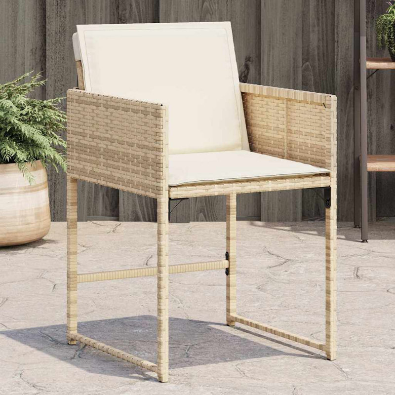 vidaXL Outdoor Dining Chair Set with Cushions in Multiple Colours, Cream White, Beige