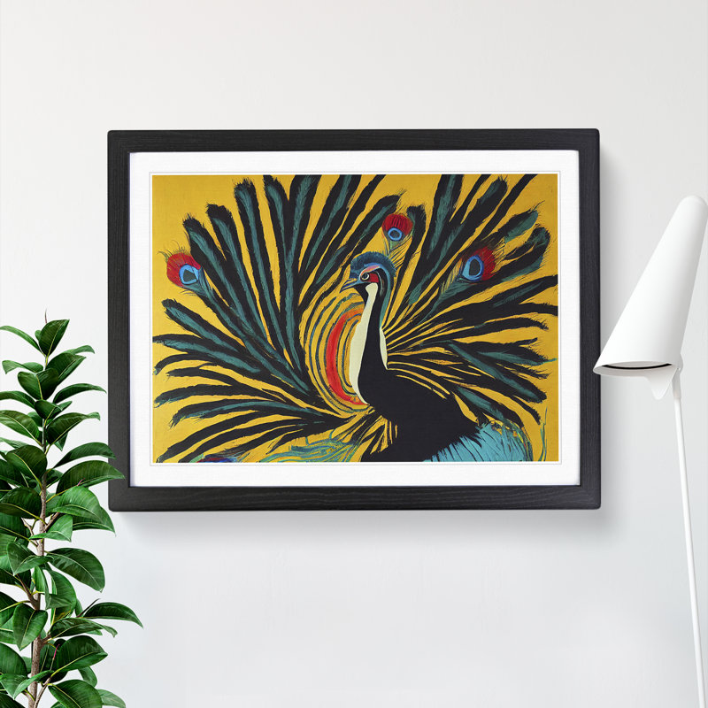 XH1022-6852X Peacock Abstract - Picture Frame Print, Black Framed, 46cm H x 64cm W x 2cm D