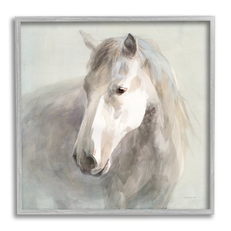 "Stupell Industries White Horse", peinture sur toile par Danhui Nai, H 24 po x l 24 po x P 1,5 po