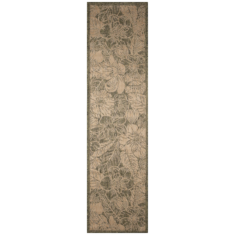 Carmel Botanical Indoor/Outdoor Rug in Green, Runner 1'11" x 7'6"