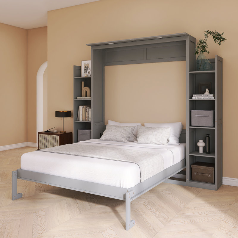 Solid Wood Murphy Bed, Walnut, Queen