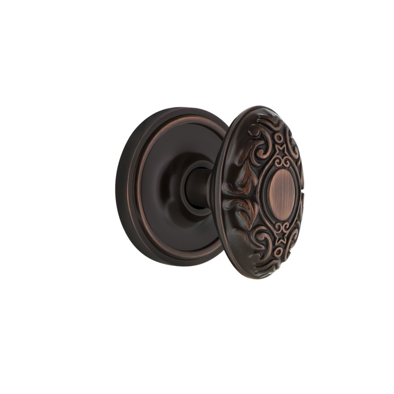 Bouton de porte de mortaise intérieure avec rosette classique victorian, Bronze intemporel