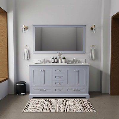 Double Bath Vanity 60 In. W X 22 In. D, Carrara Marble Top, And Faucet Set For Home