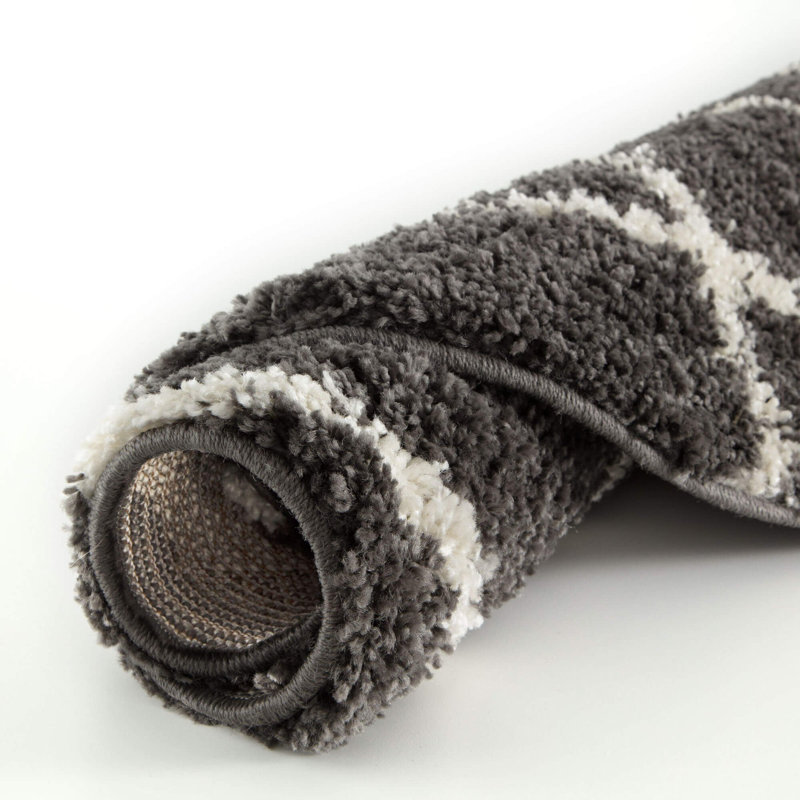 Myshaggy Collection Rugs Moroccan Design in Dark Grey, Rectangle 80 x 150cm