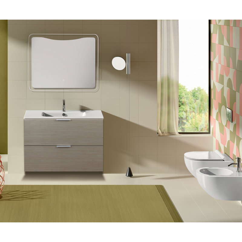 Miroir à fixation murale del-rétroéclairé Keziah, H 27,56 po x l 35,43 po po