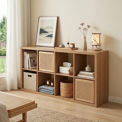 Nirwat Simple and practical Bookcase with storage compartments and wooden frame is suitable for bedroom and living room, study room, office