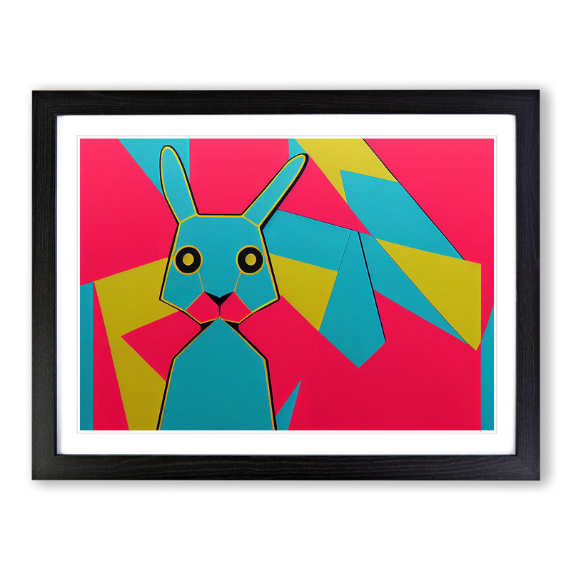 Abstract Rabbit Art - Framed Print, Black, 46cm H x 64cm W x 2cm D