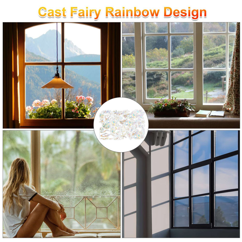 20 Pieces Static Window Clings Anti-Collision Reminder Window Decals Prismatic Glass Door Window Stickers