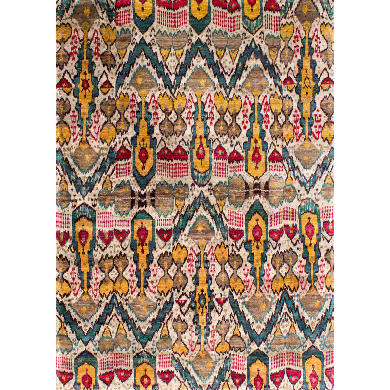 Rumi Hand-Knotted Silk Spice Area Rug, Rectangle 9'3" x 12'7"