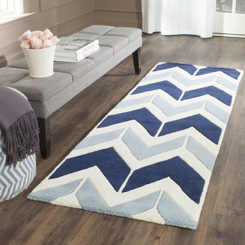 Deedie Hand Tufted Wool Chevron Rug, Runner 2'3" x 7'
