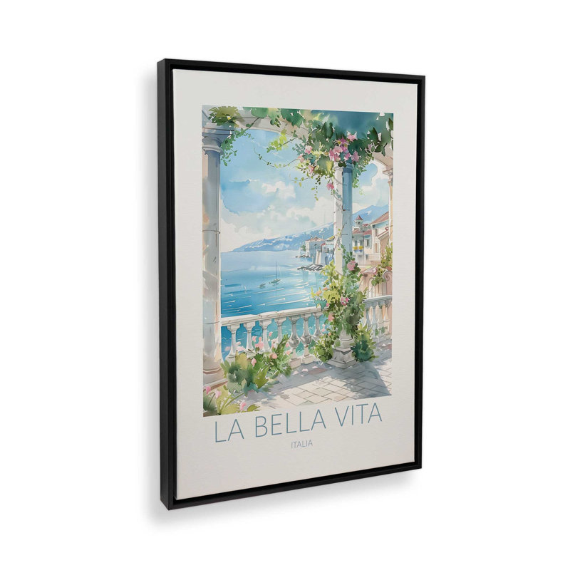 La Bella Vita View, reproduction d'art sur toile, Cadre flottant noir satiné, 24 po x 36 po