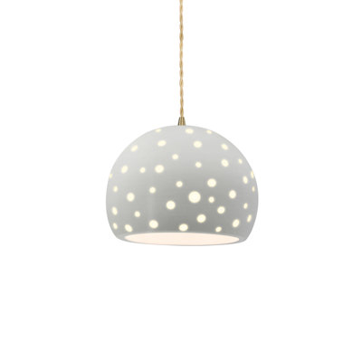 Luminaire suspendu 1 lumière Donati - jaune pâle - laiton antique - l 12,25 po x H 9,25 po - ampoule remplaçable - cordon torsadé beige